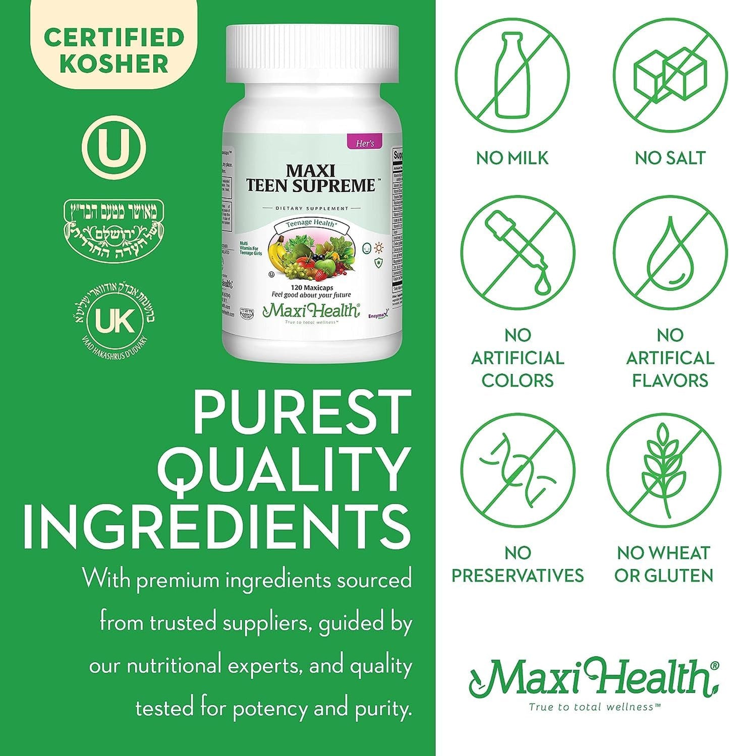 Maxi Health Teen Supreme con nutrientes esenciales