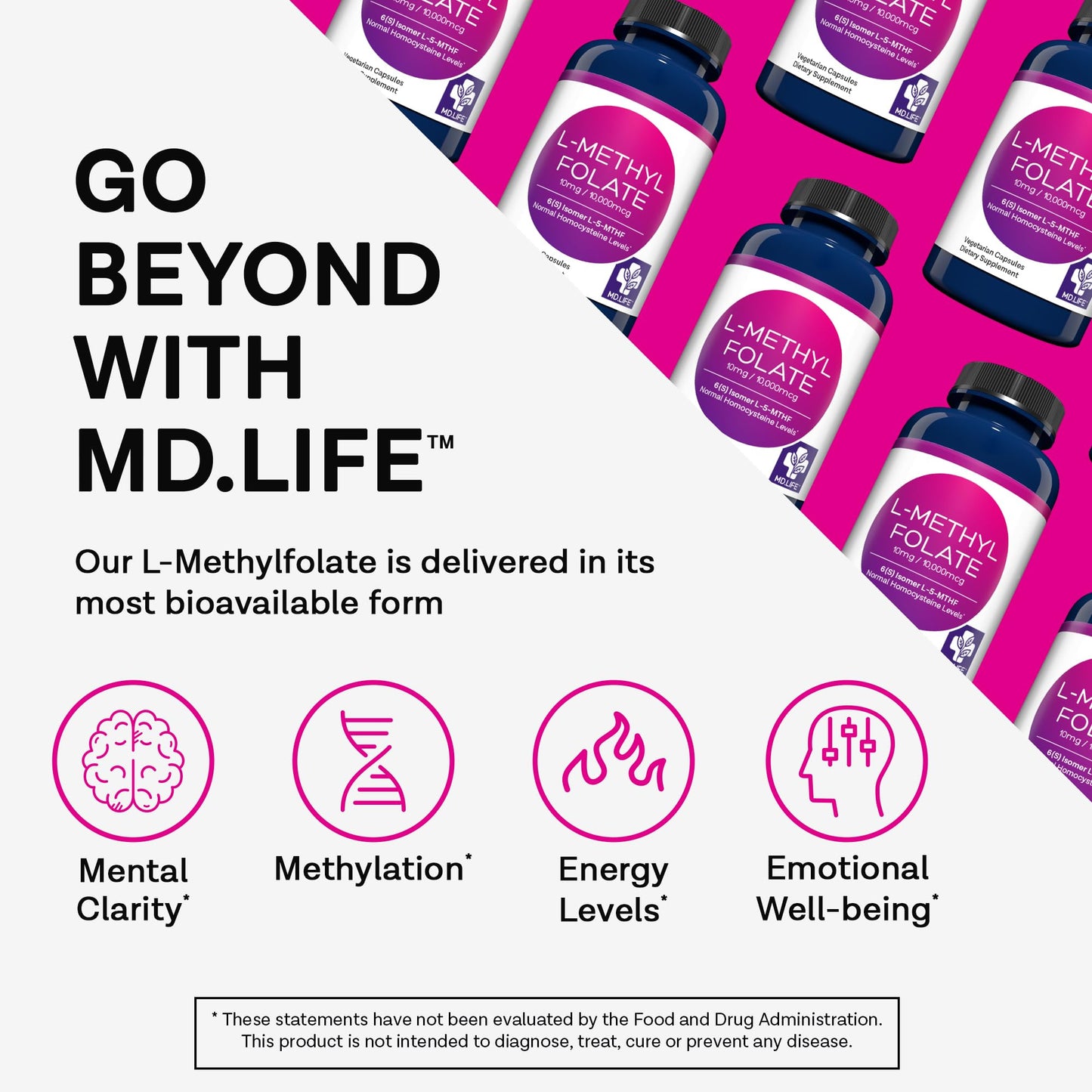 frascos suplemento md life l-metilfolato
