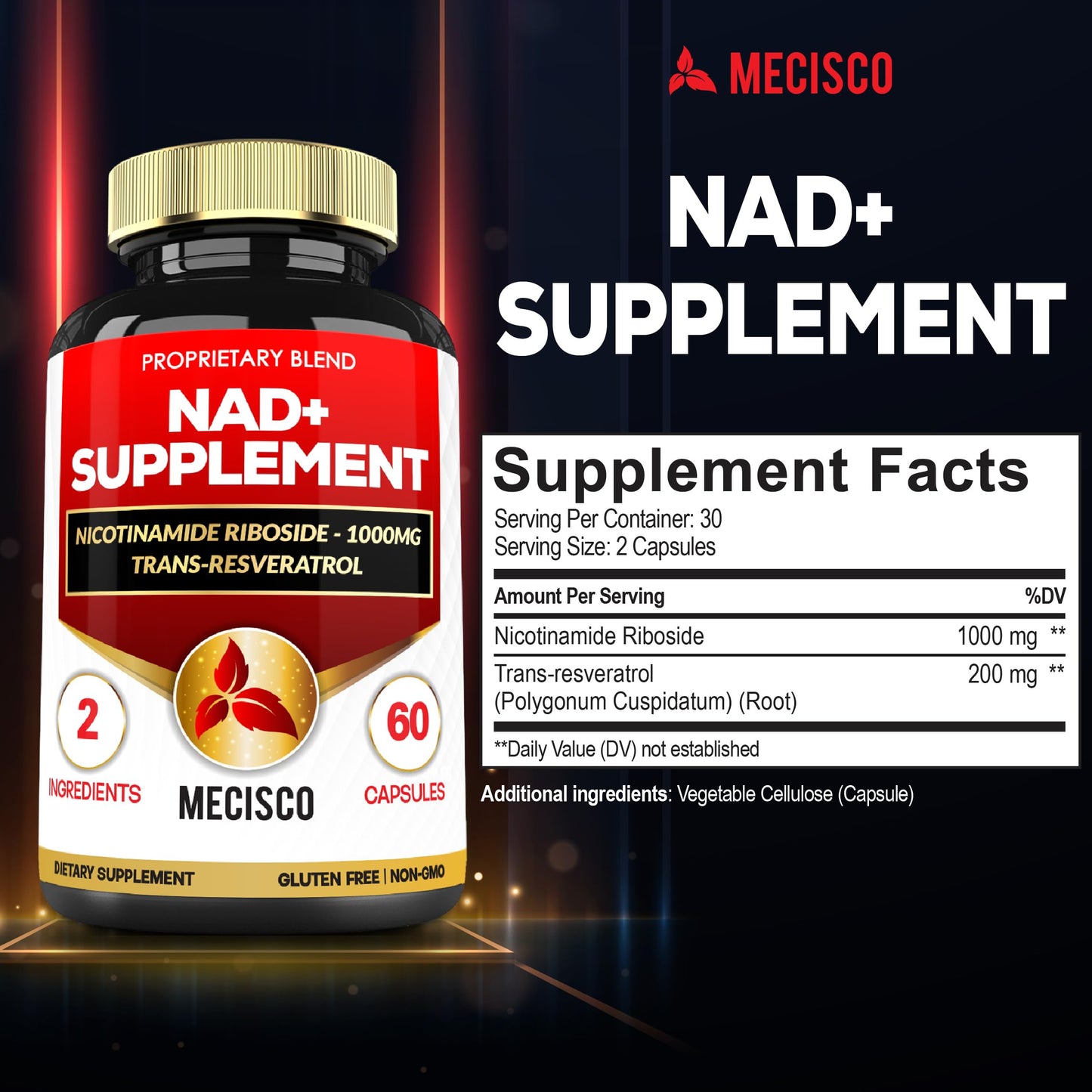 Mecisco suplemento NAD+ cápsulas para energía y salud celular