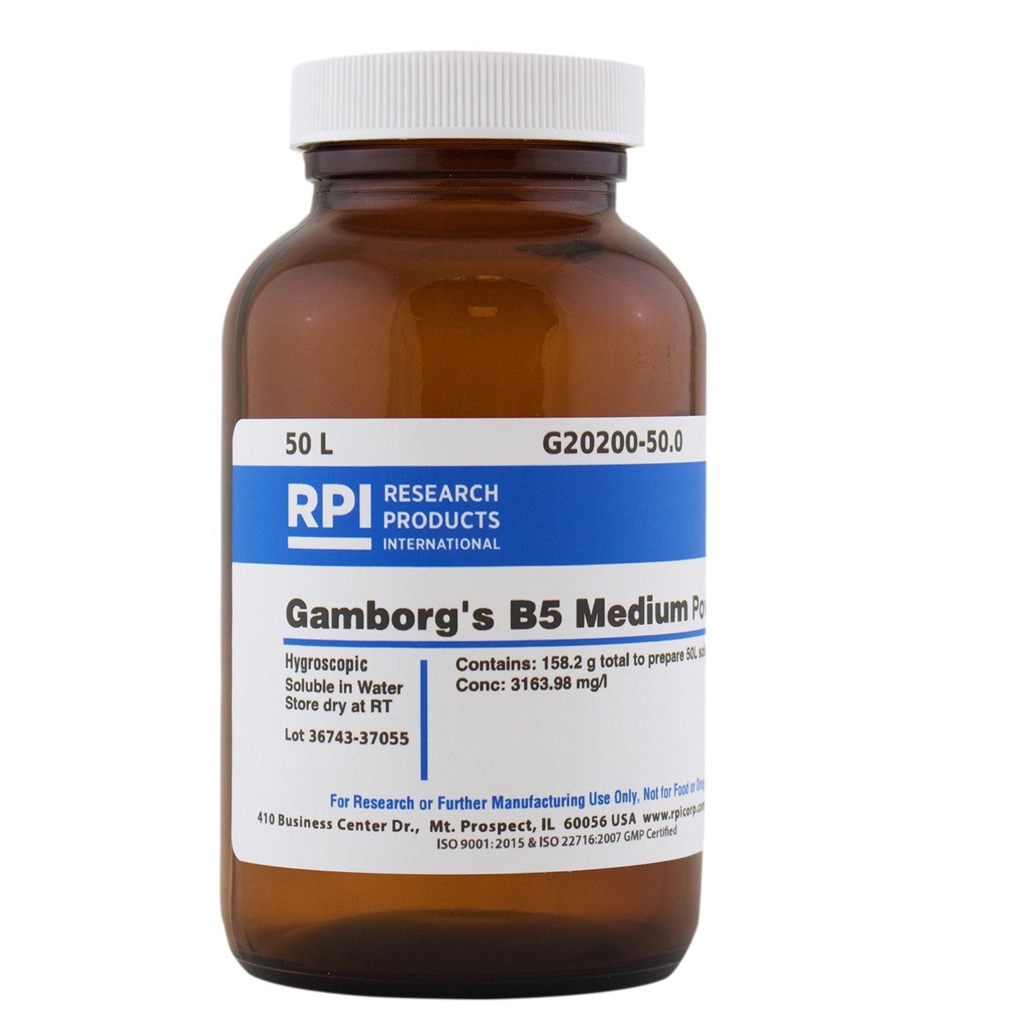 Medio Gamborg B5 con vitaminas en polvo para cultivos