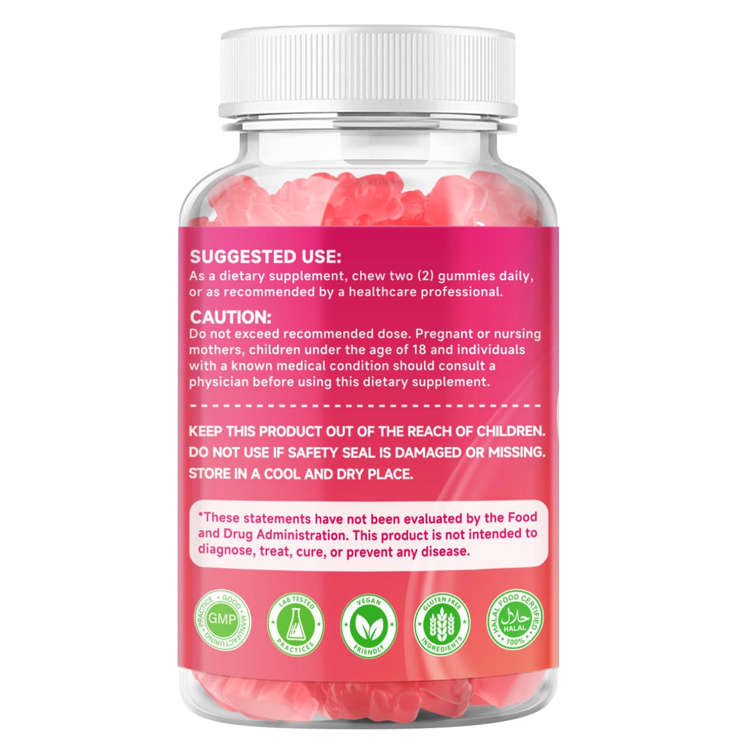Gominolas MEENCCD en frasco para salud femenina, sabor frambuesa