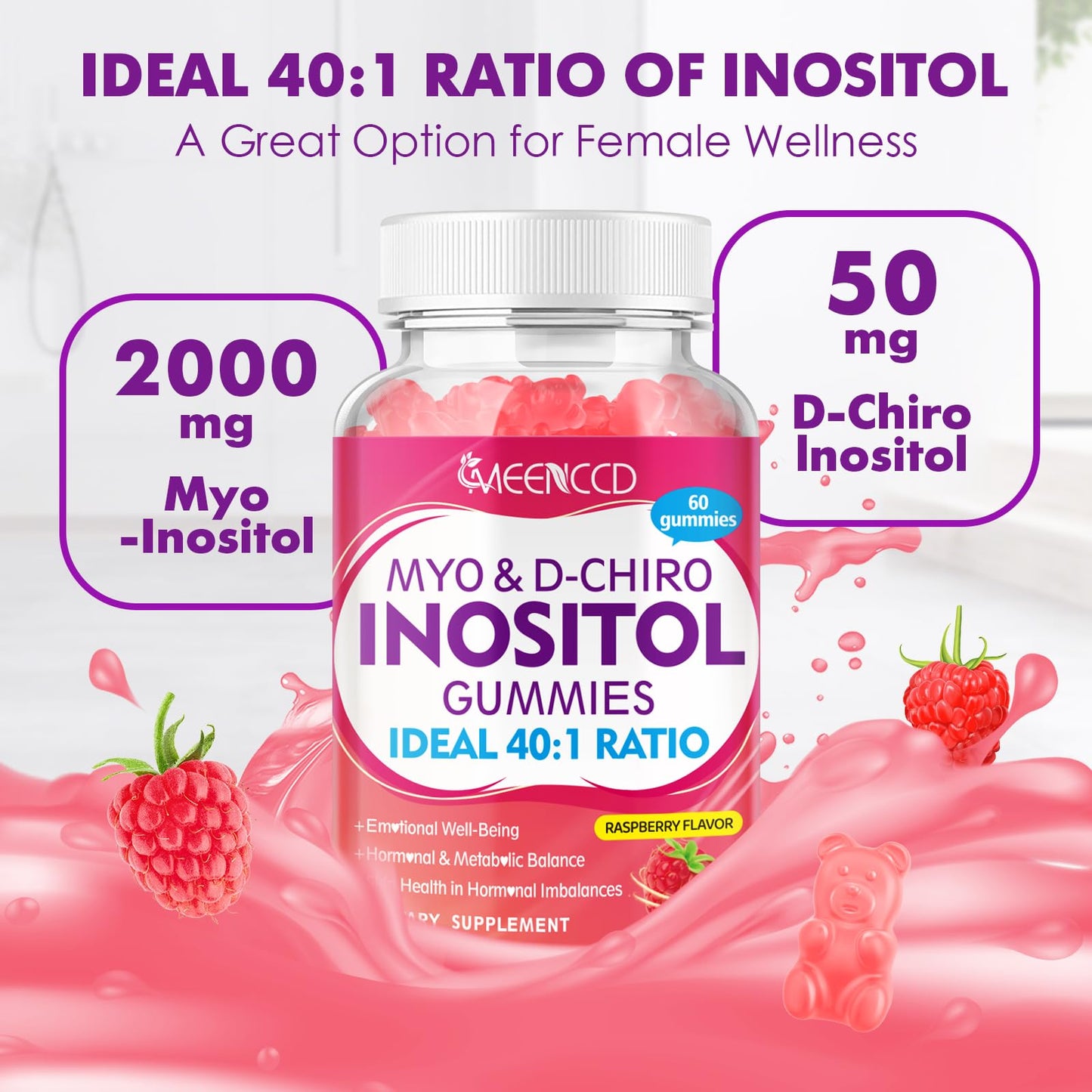 Paquete trasero MEENCCD gominolas inositol soporte hormonal