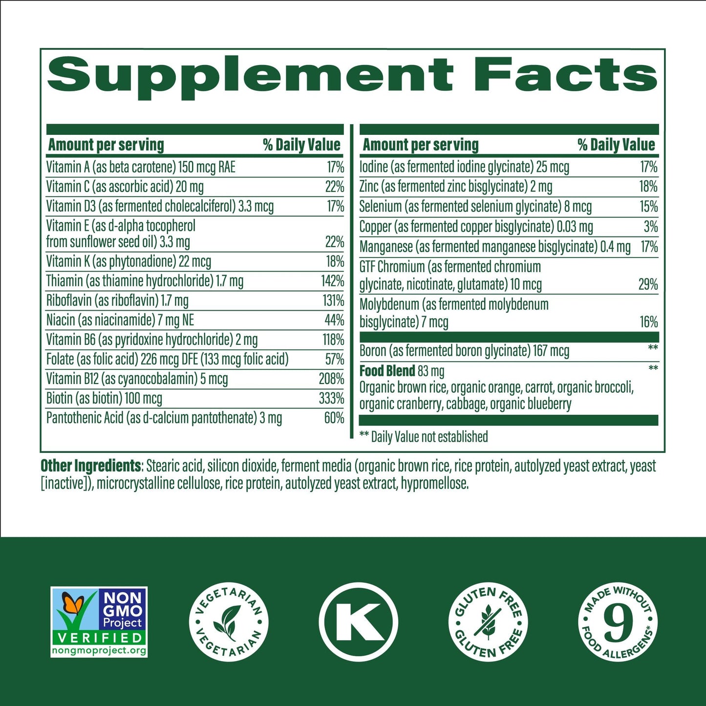 MegaFood multivitamínico niños tabletas vista lateral