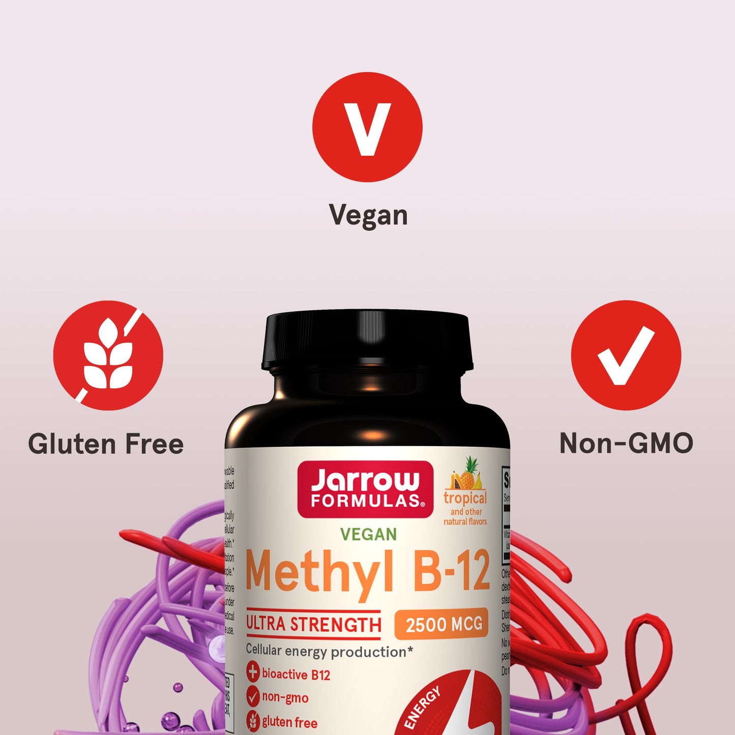 Metil b12 con sabor tropical jarrow formulas frasco tableta masticable