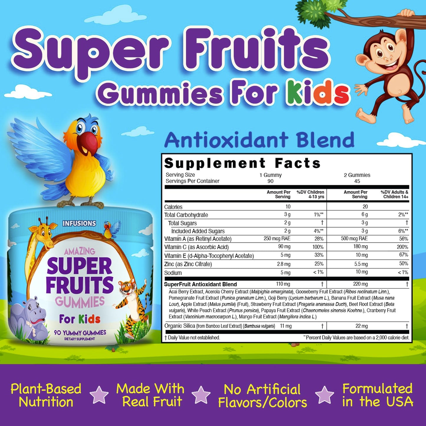Mezcla antioxidante de las gomitas superfrutas para niños