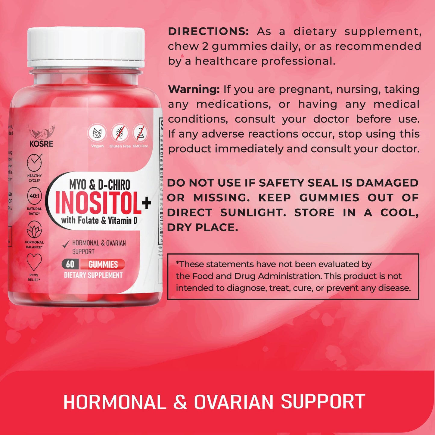 Mezcla de inositol 40:1 para equilibrio hormonal y salud femenina