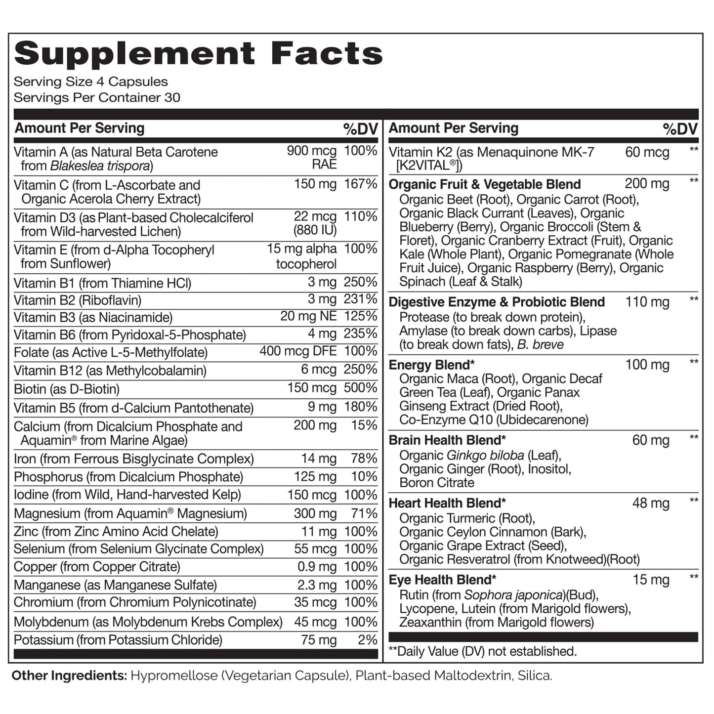 Mezcla de nutrientes de frutas y verduras en multivitaminas Naturelo