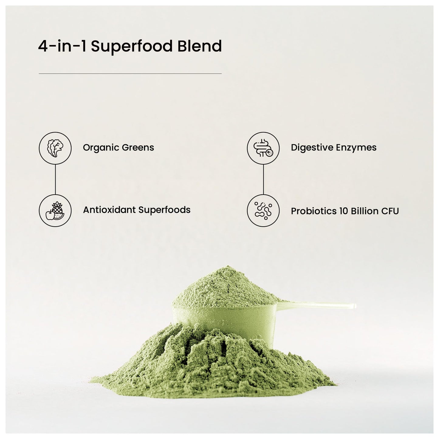 Mezcla polvo NutraChamps Super Greens para energía y digestión