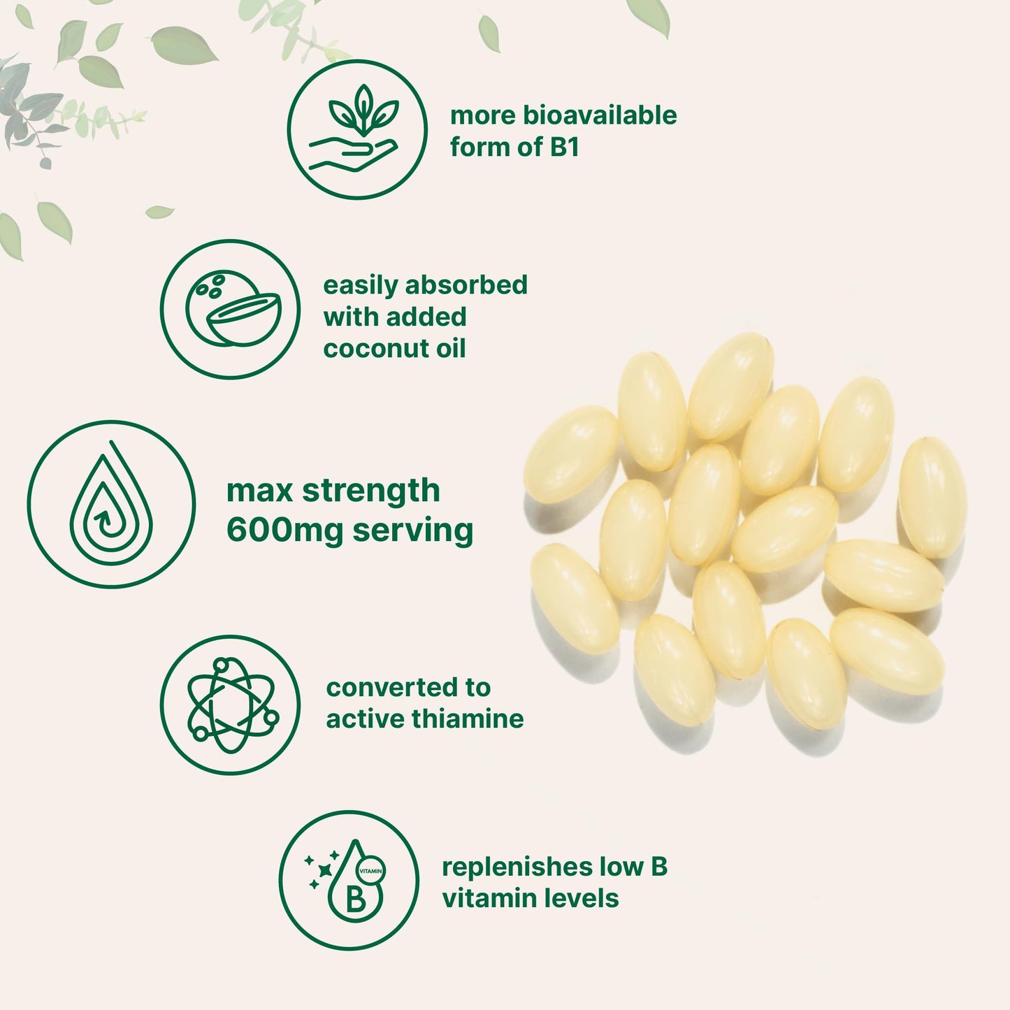 Cápsulas blandas benfotiamina Micro Ingredients para energía y salud muscular