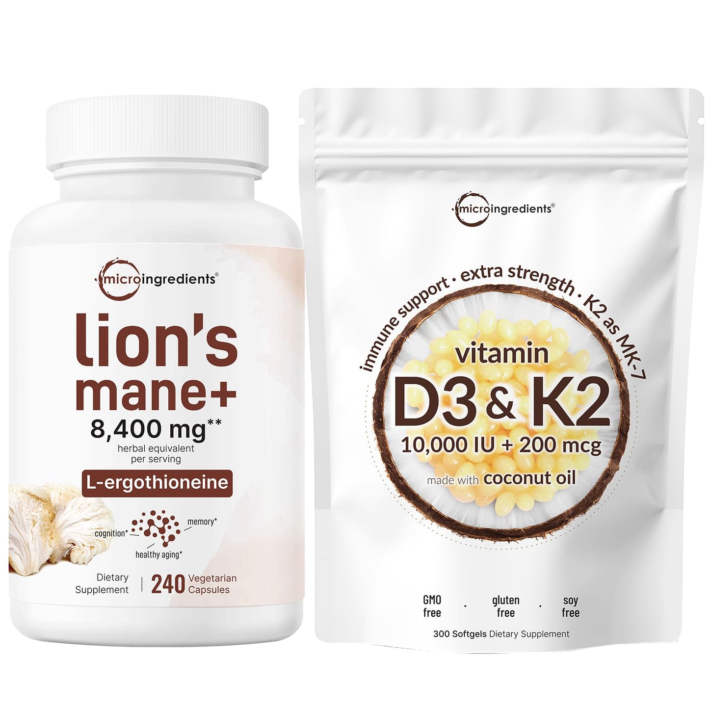 Micro Ingredients vitamina d3 k2 cápsulas vegetales aceite de coco