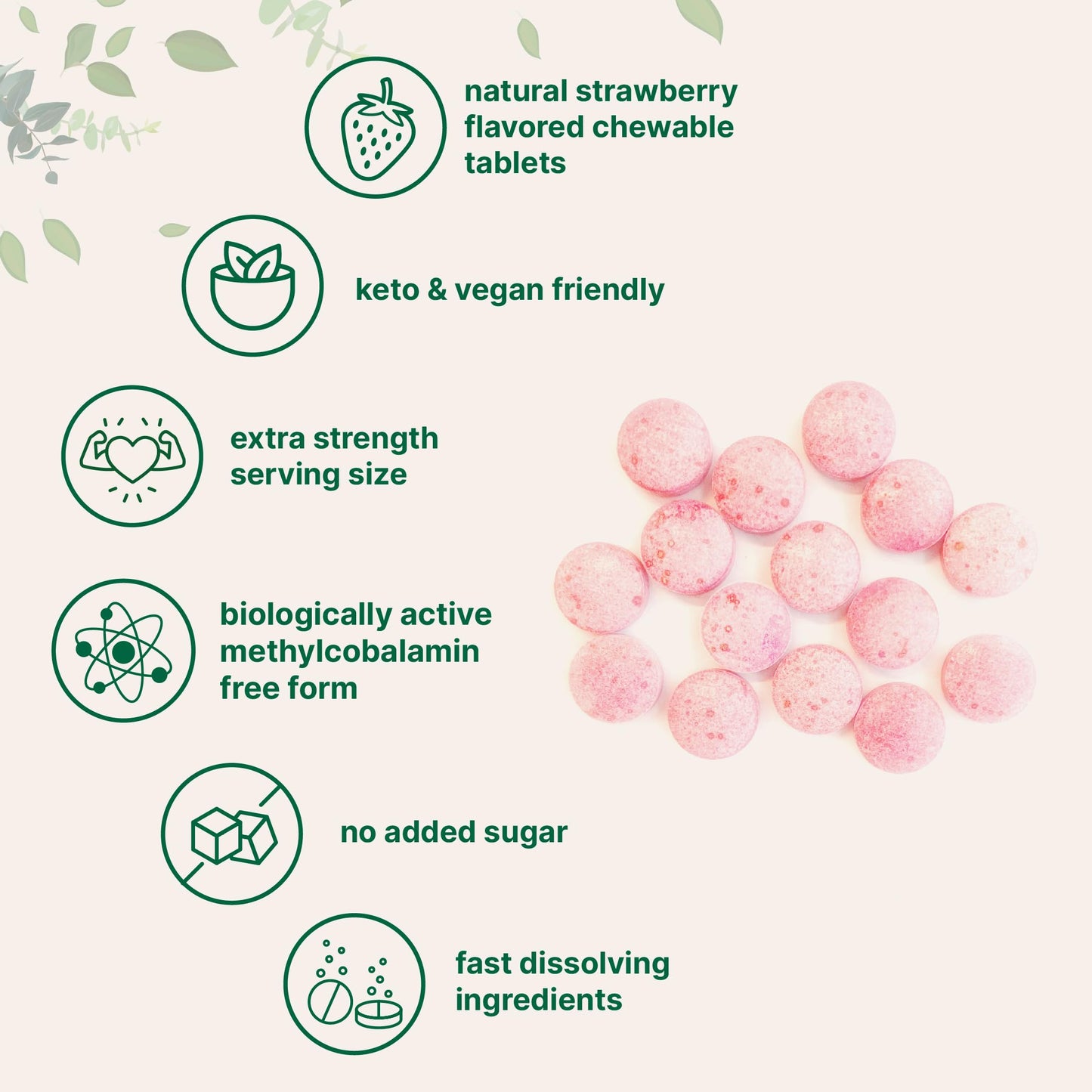 Micro Ingredients vitaminas B12 pastillas masticables veganas