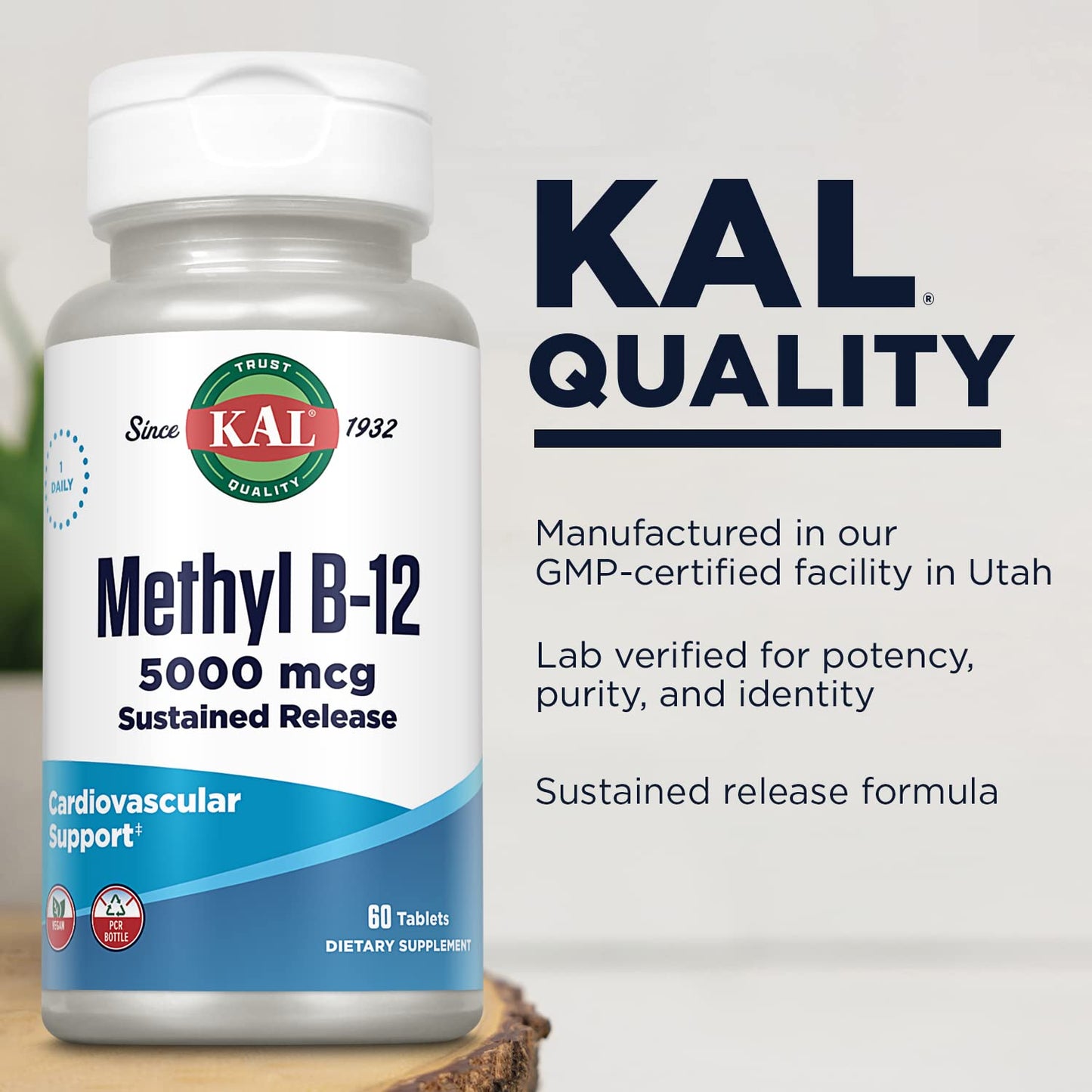 Micro tabletas de vitamina B12 metilcobalamina KAL sabor frambuesa