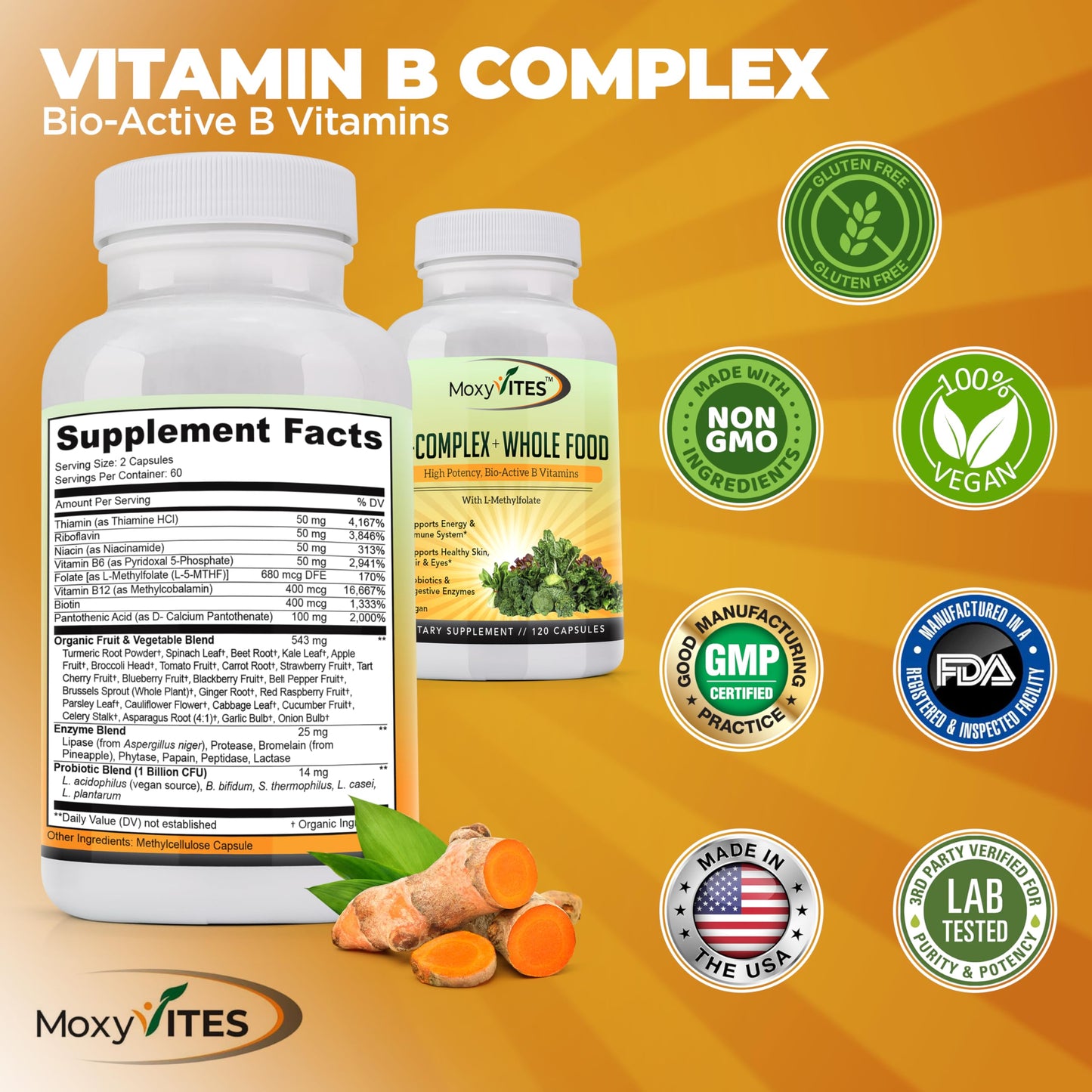 MoxyVites suplemento complejo b caja frontal detalle
