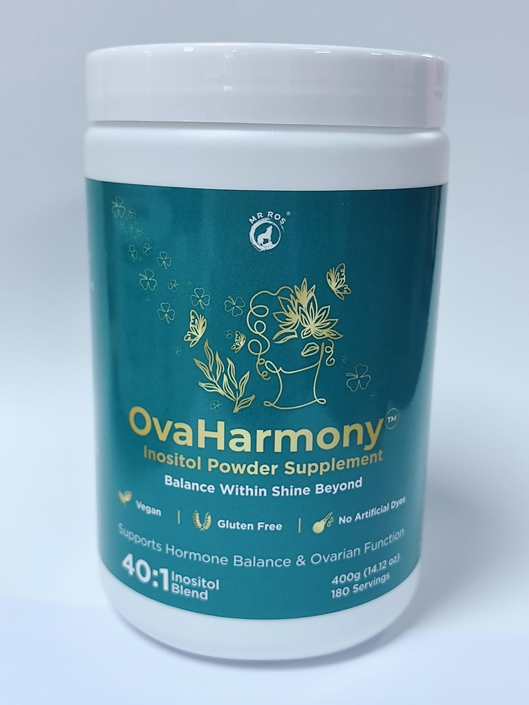 Etiqueta frontal Mr Ros OvaHarmony polvo inositol mezcla 40:1