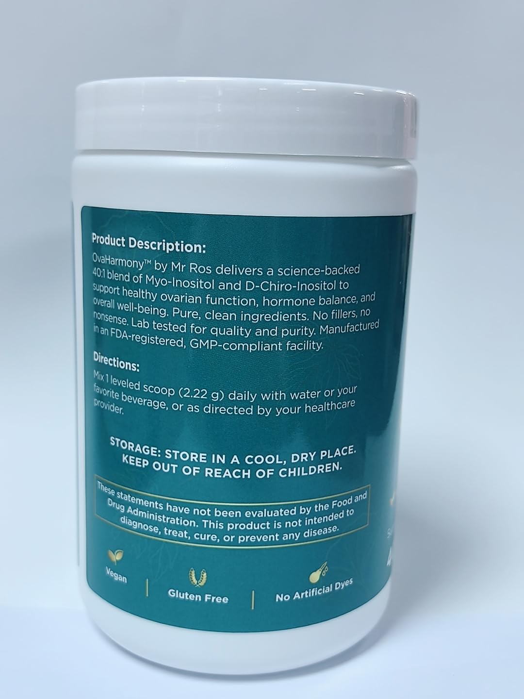 Uso de Mr Ros OvaHarmony mezcla inositol para soporte hormonal