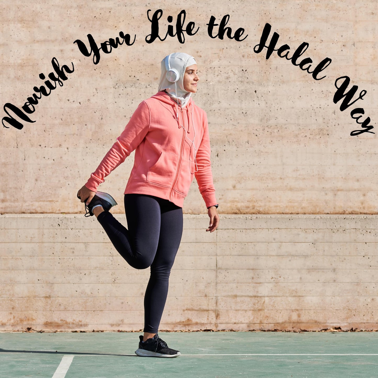Mujer deportista con multivitaminas Halal