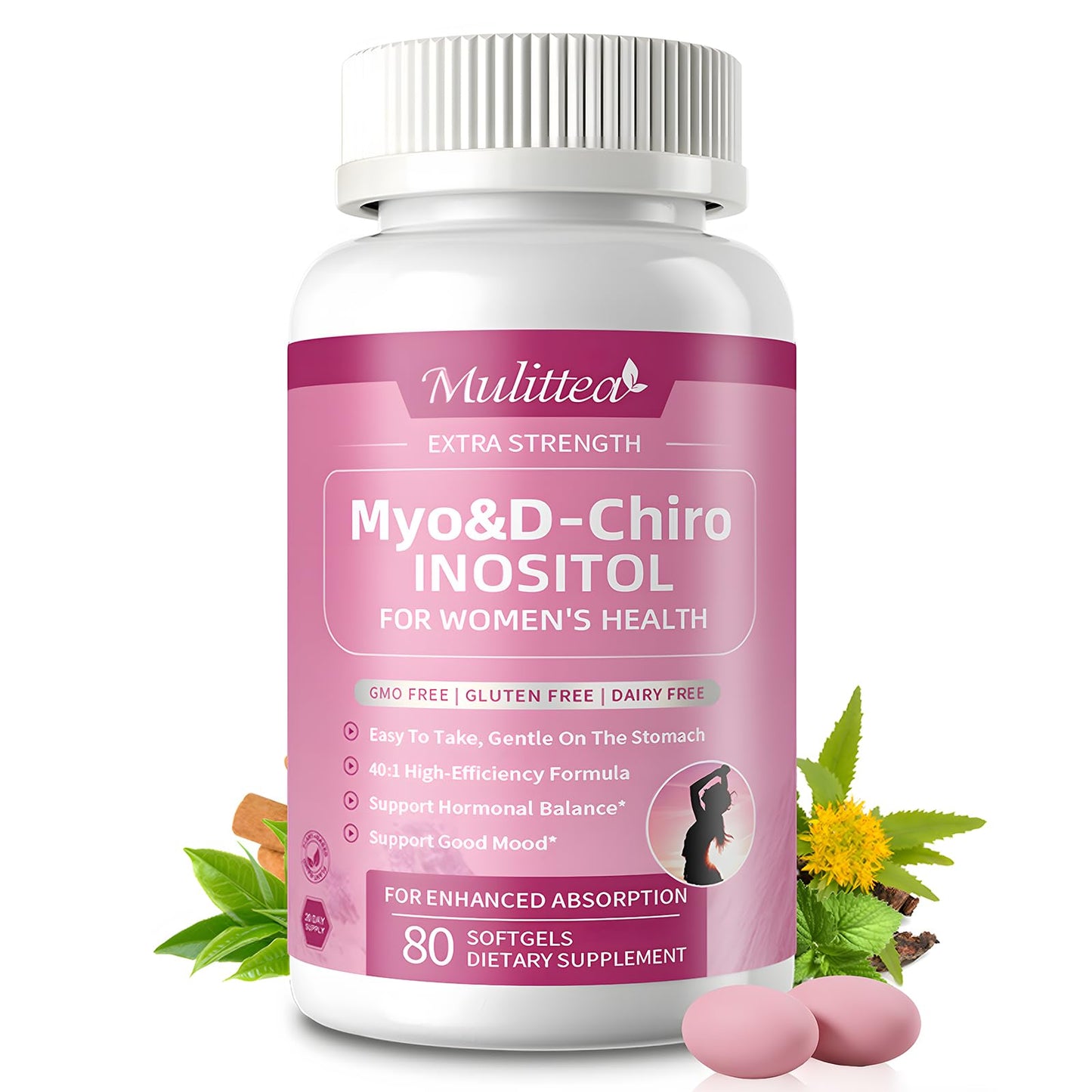 Mulittea Suplemento Myo-Inositol y D-Chiro Inositol para mujeres