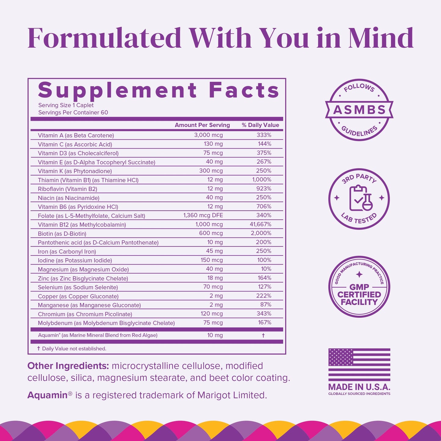 Multivitamina bariátrica diaria para mujeres con Aquamin