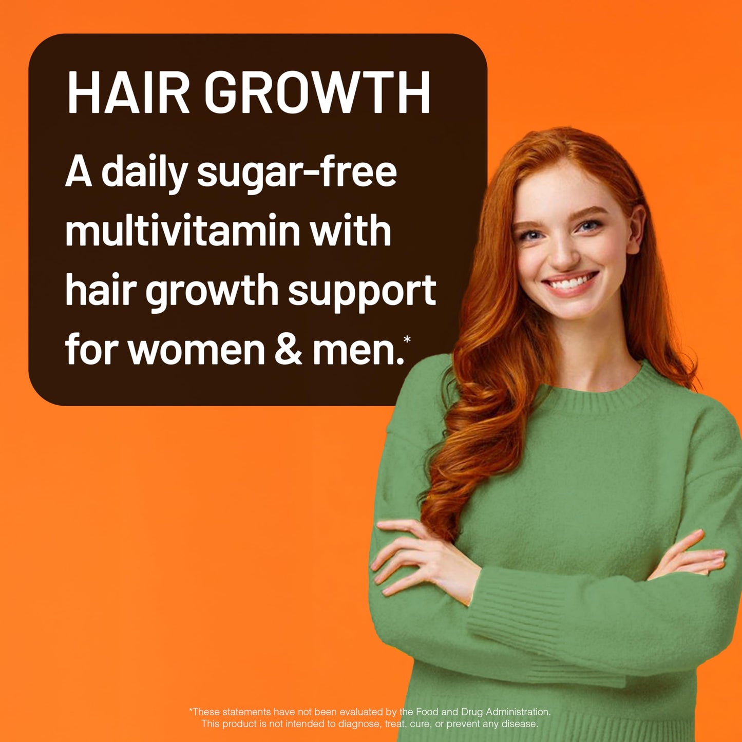 Multivitamina diaria sin azúcar para el crecimiento del cabello.