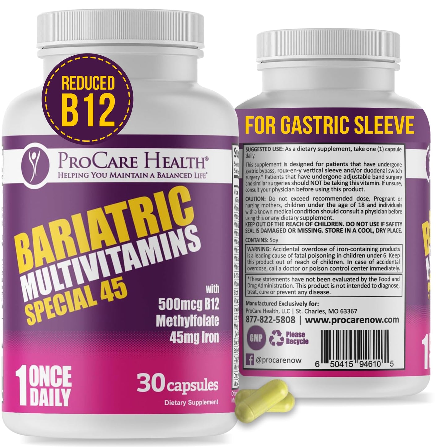 multivitaminas bariátricas con hierro y B12 reducido