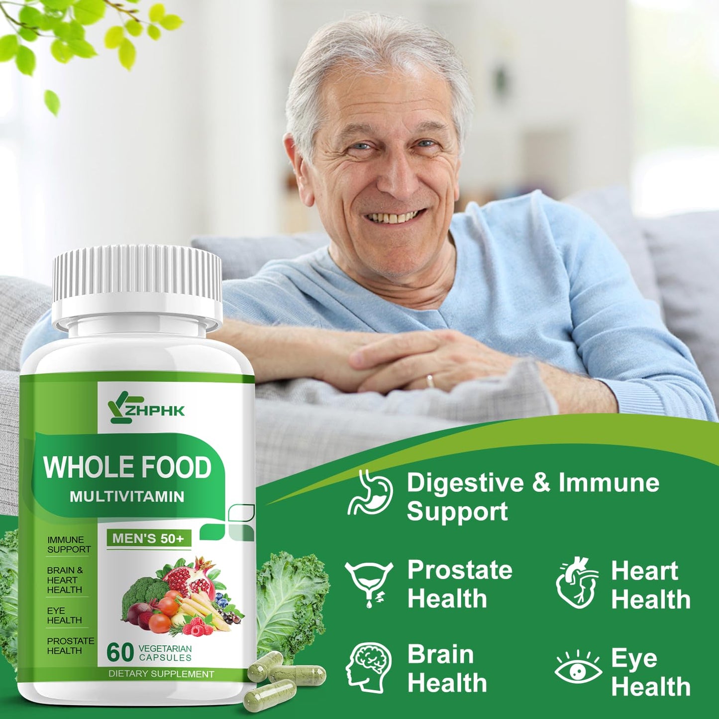 Multivitaminas whole food para bienestar digestivo e inmunológico.