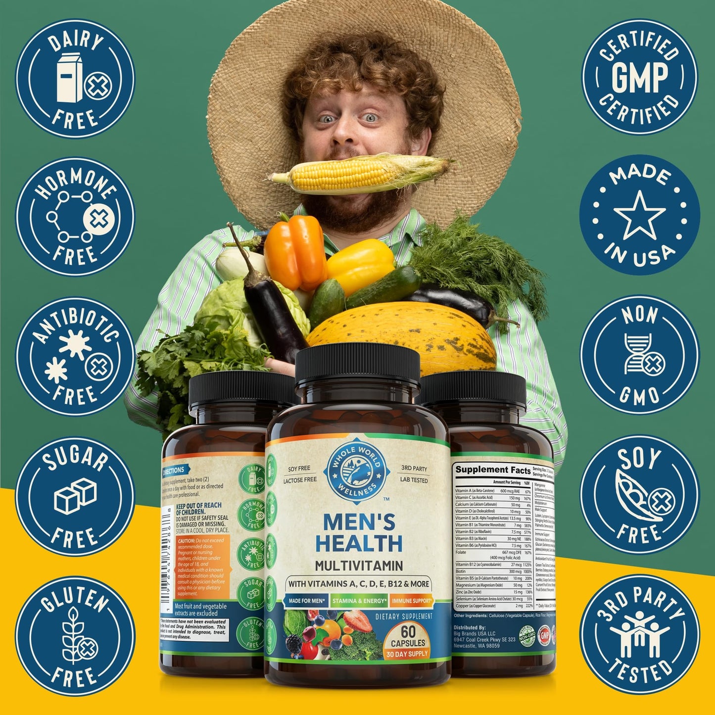Multivitaminas diarias para hombres con nutrientes integrales