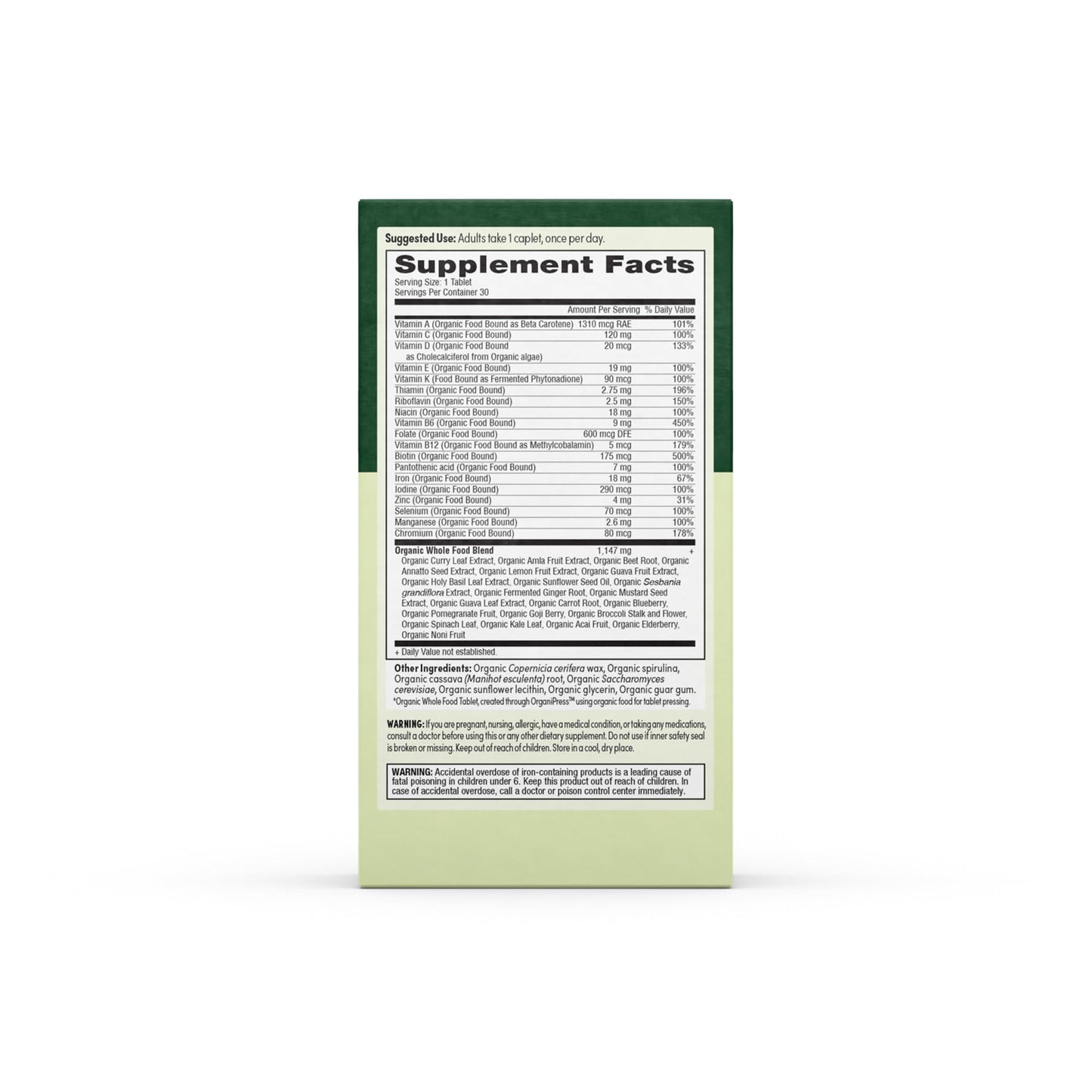 Multivitaminas EarthFirst orgánicas caja frontal