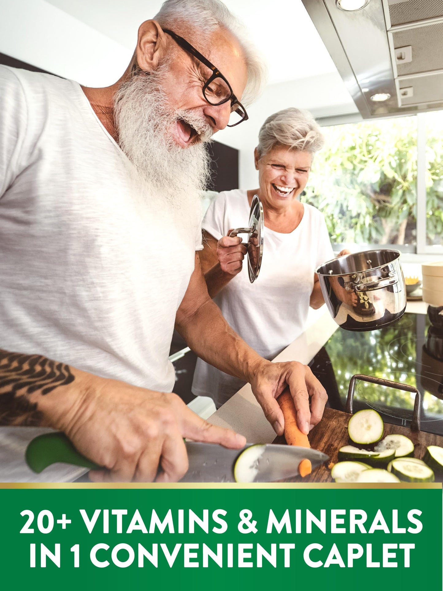 Imagen mostrando multivitaminas esenciales para adultos mayores.