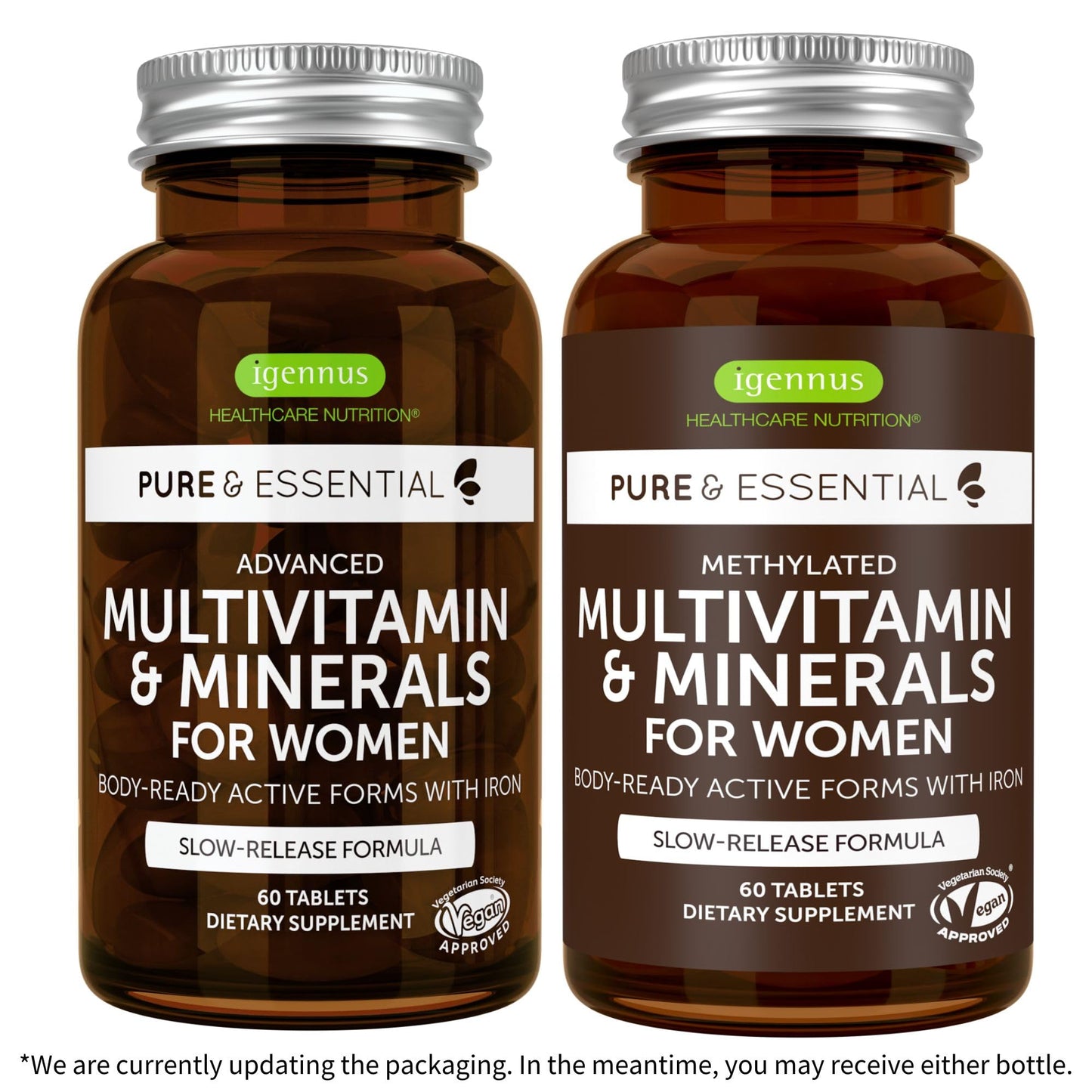 Multivitaminas Igennus para mujeres en botella vegana.