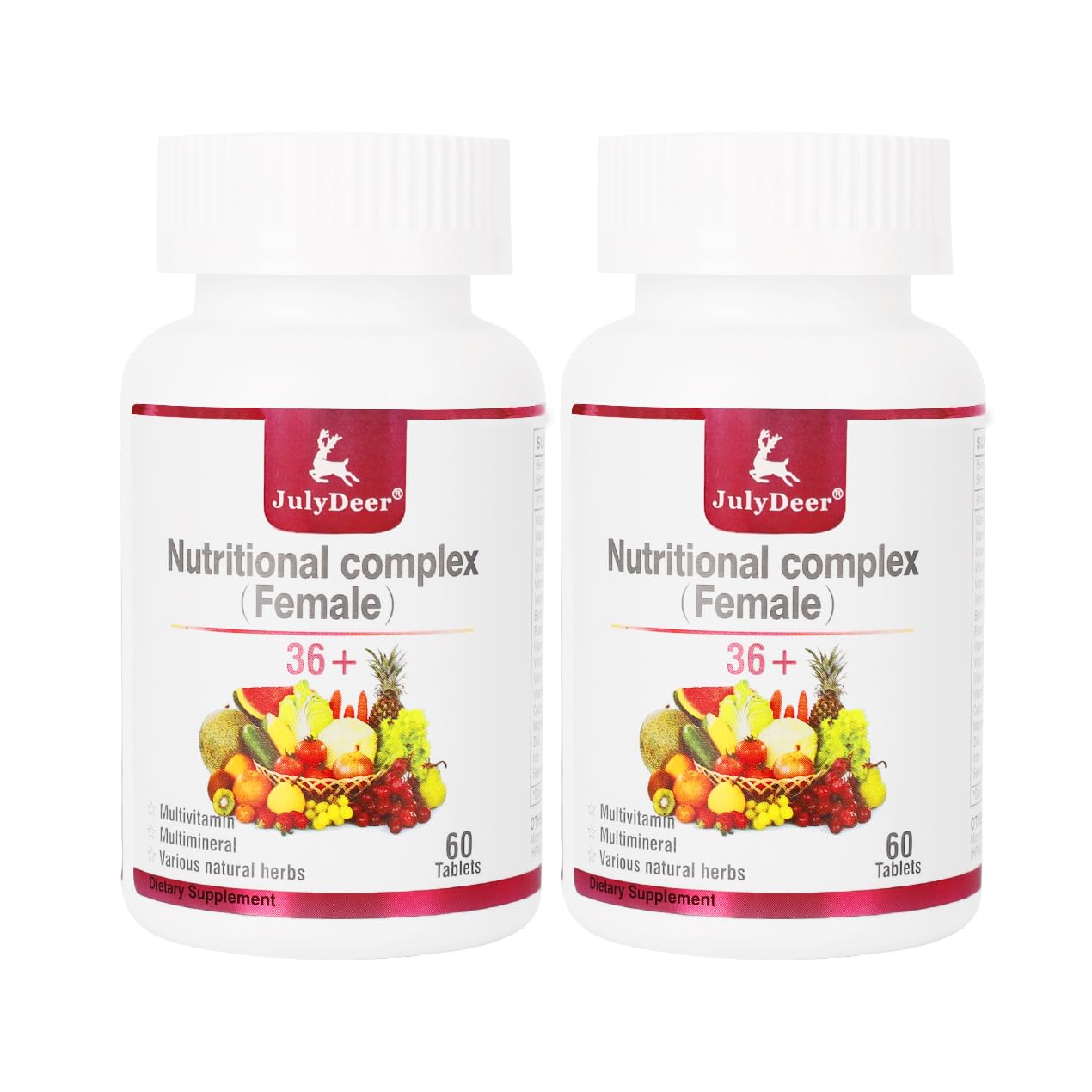 Dos botellas de multivitaminas JulyDeer para mujeres