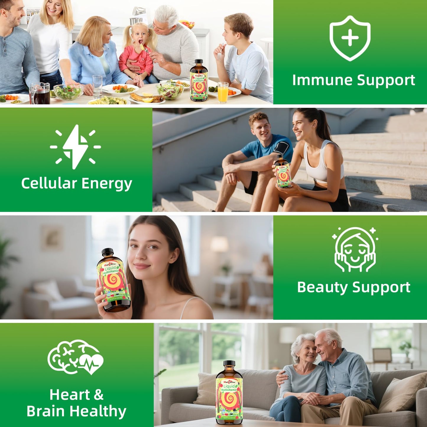 Multivitaminas líquidas Wellcatcher con 22 vitaminas y minerales esenciales