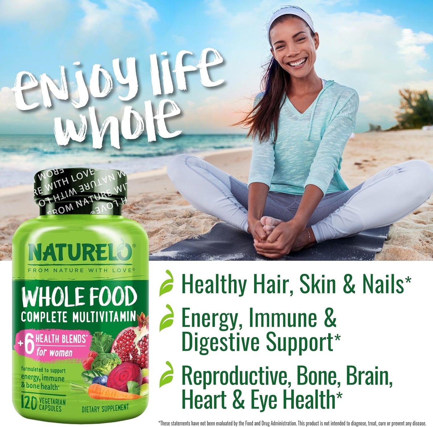 Multivitaminas Naturelo para mujeres con ingredientes integrales