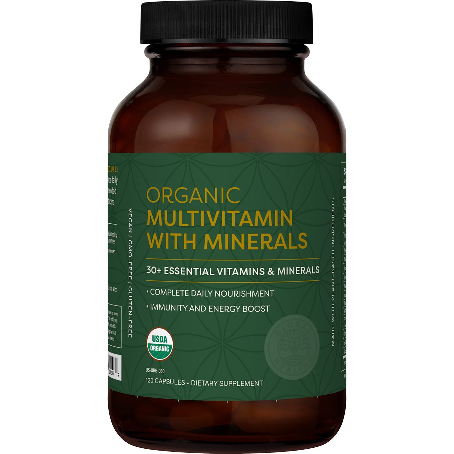 Botella de multivitaminas orgánicas Global Healing