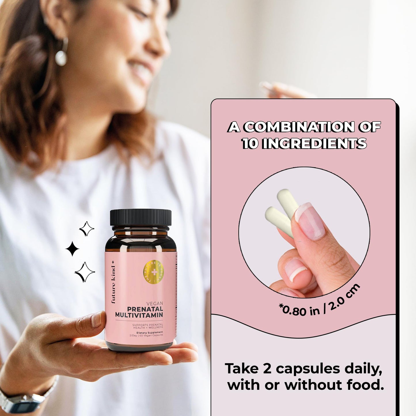 Multivitaminas veganas Future Kind en frasco de vidrio