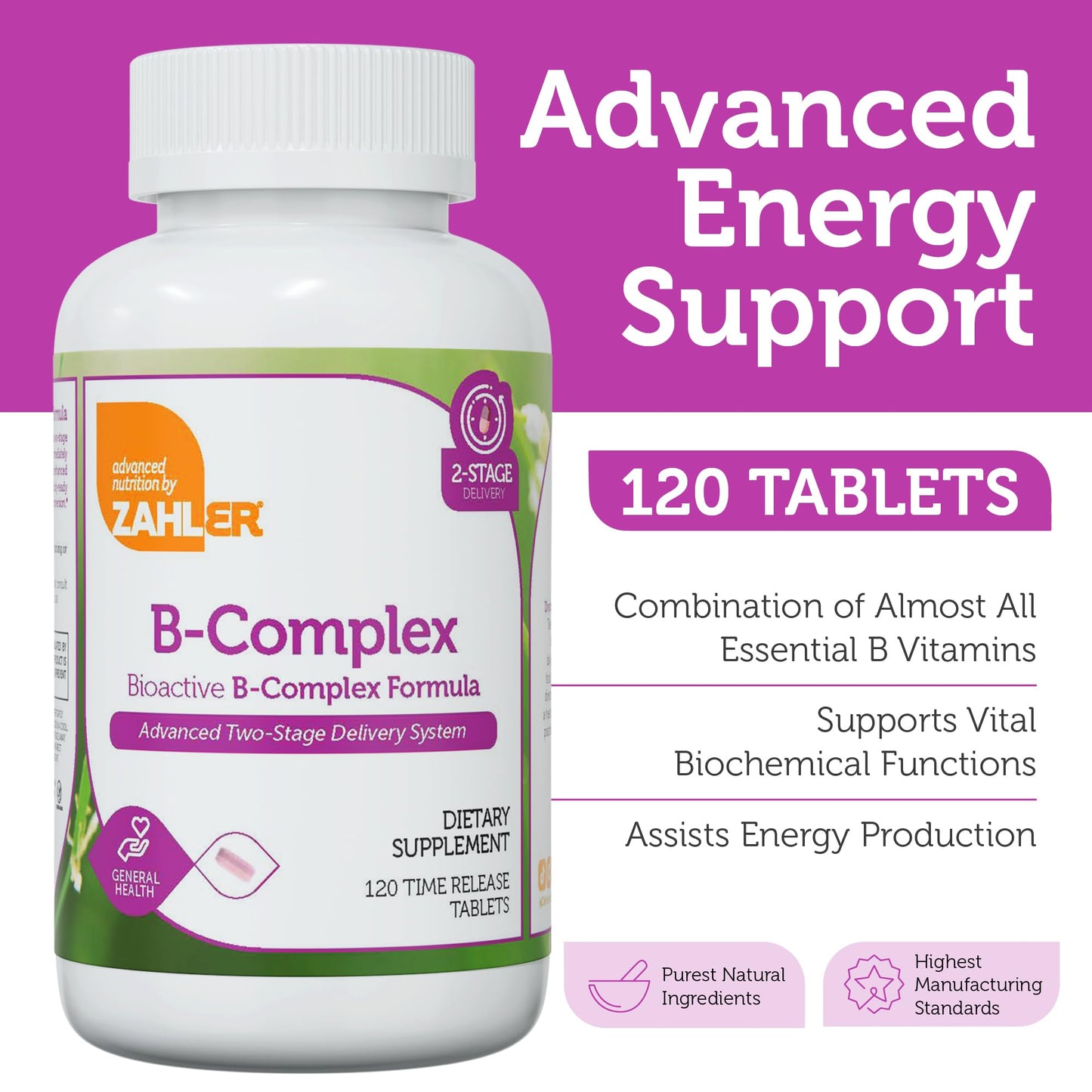 Multivitaminas Zahler Complejo B caja y tabletas
