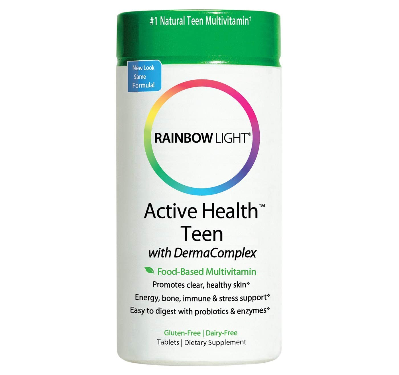 Frasco de multivitamínico para adolescentes de Rainbow Light.