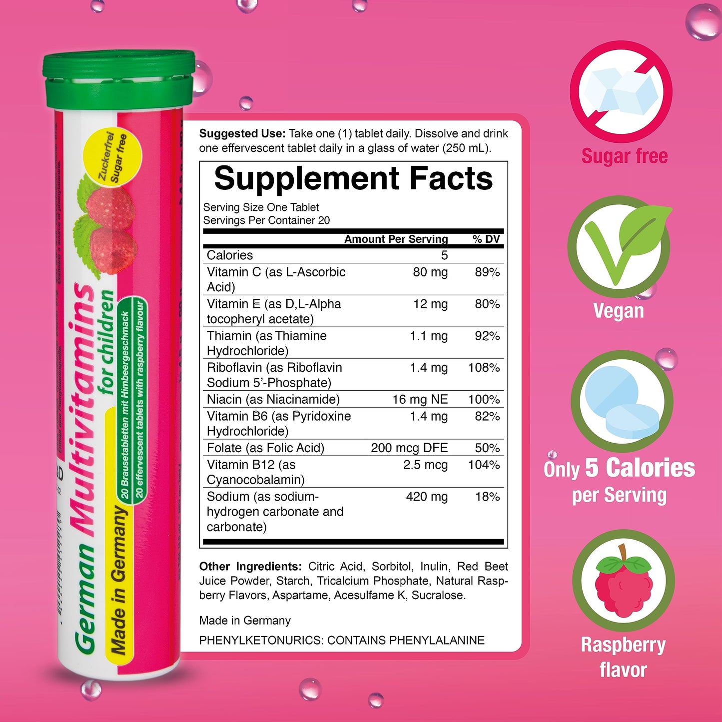 Multivitamínico alemán tabla nutritiva