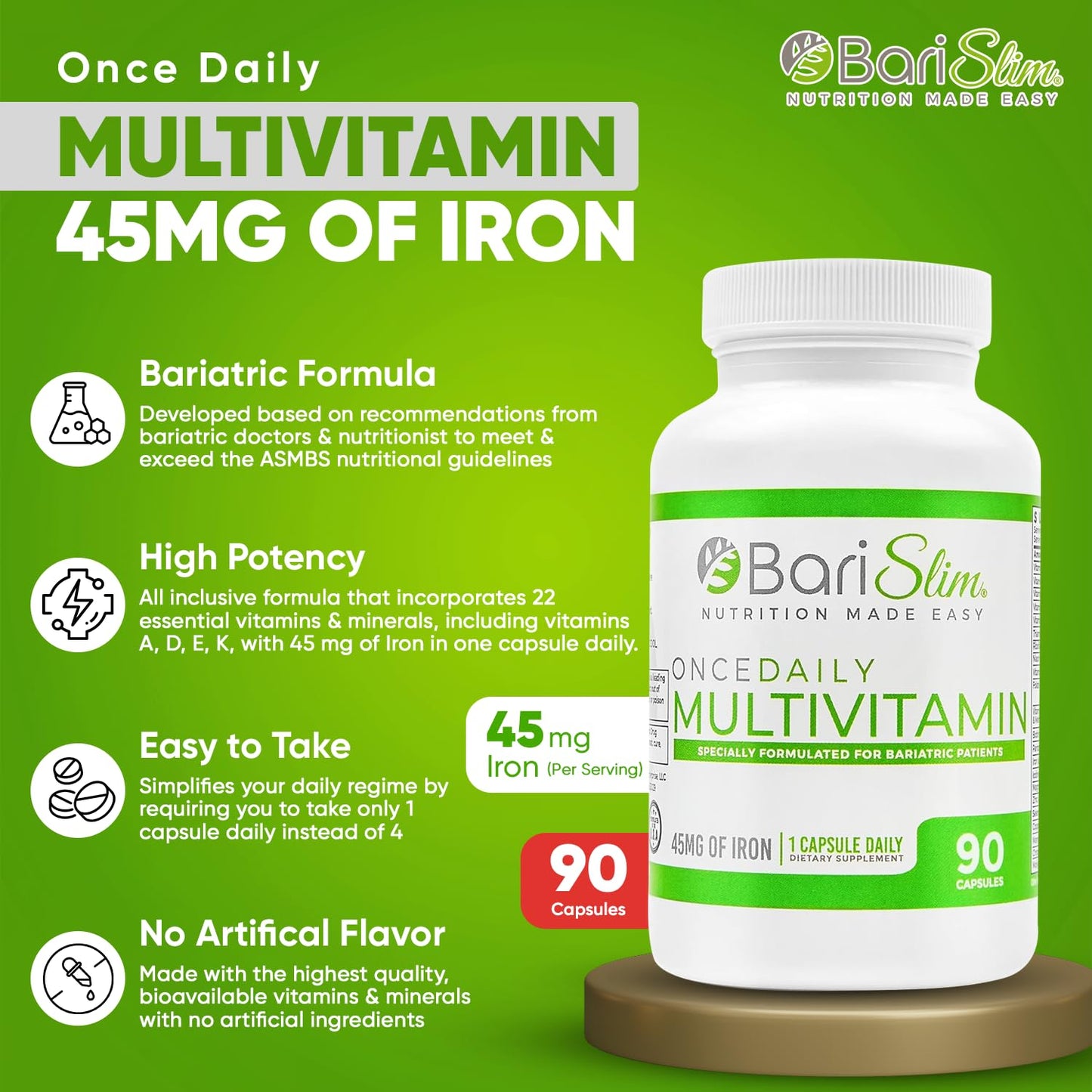 Multivitamínico BariSlim con tabla nutricional