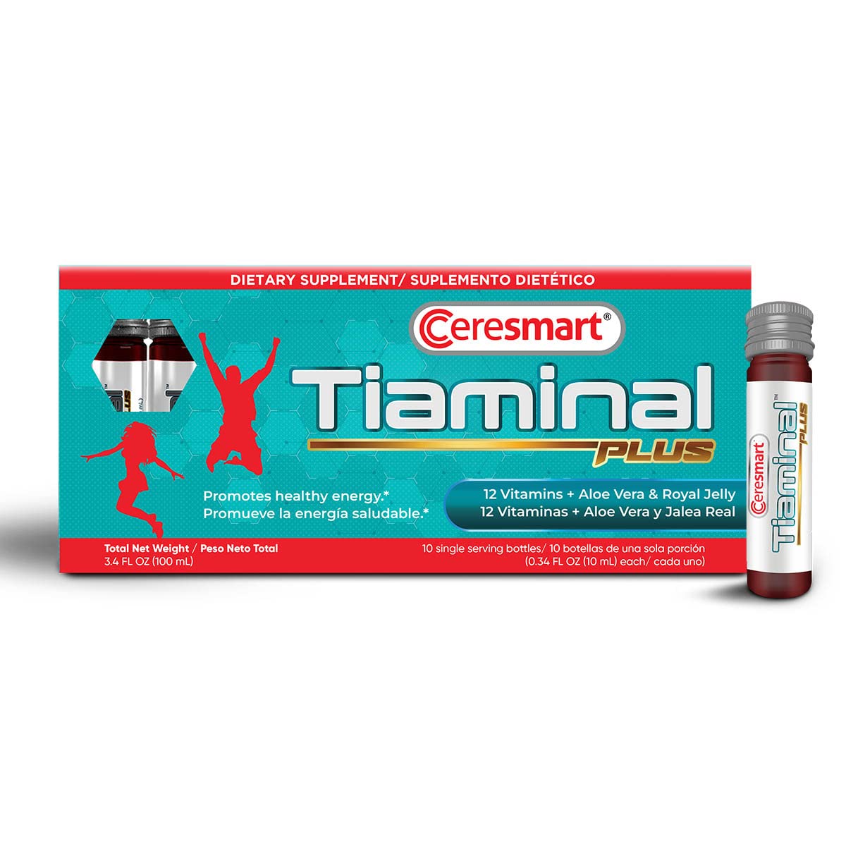 Caja de Ceresmart Tiaminal Plus con vial y etiquetado nutricional
