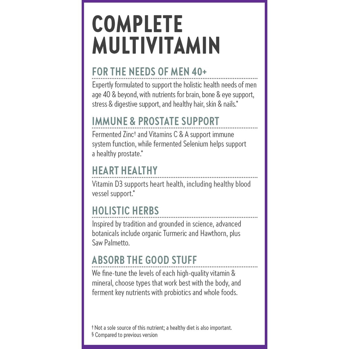 Multivitamínico completo para las necesidades de hombres 40+
