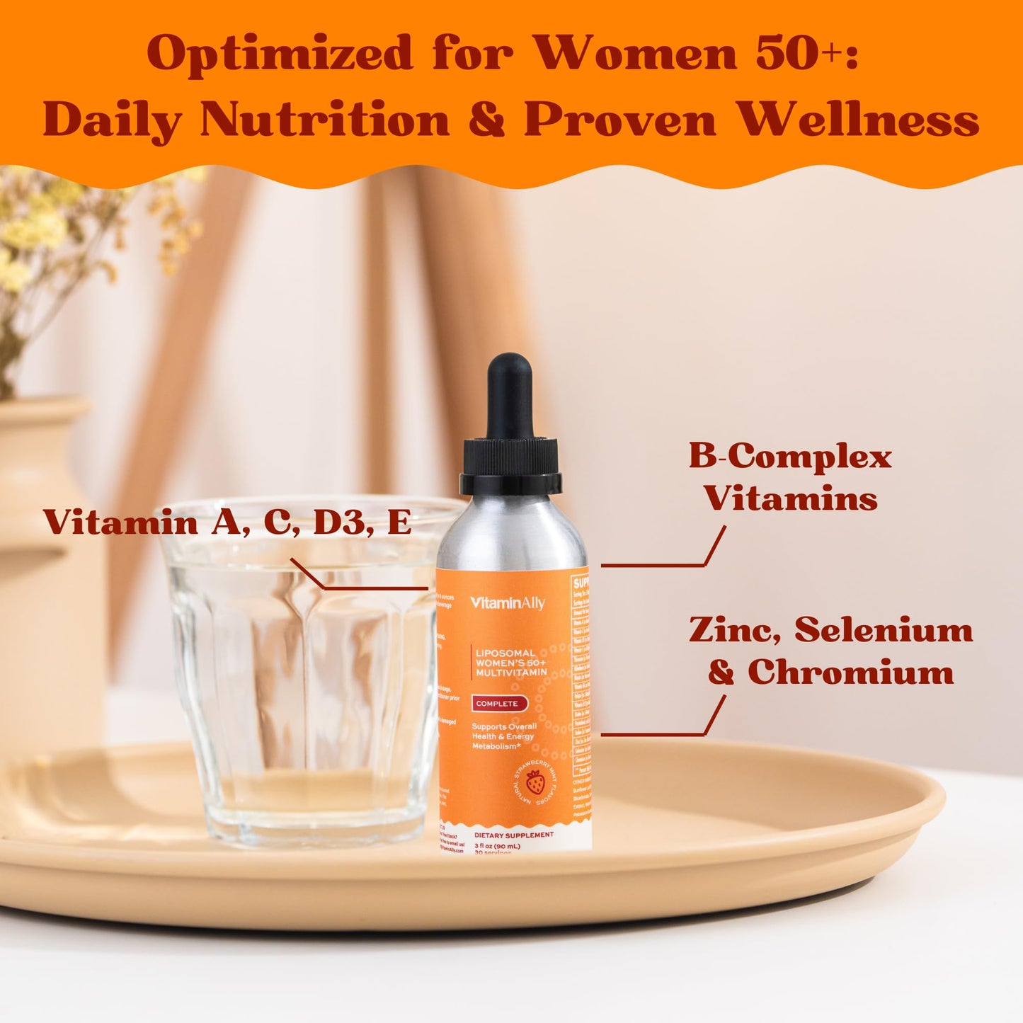 Multivitamínico diario para mujeres mayores de 50 años.