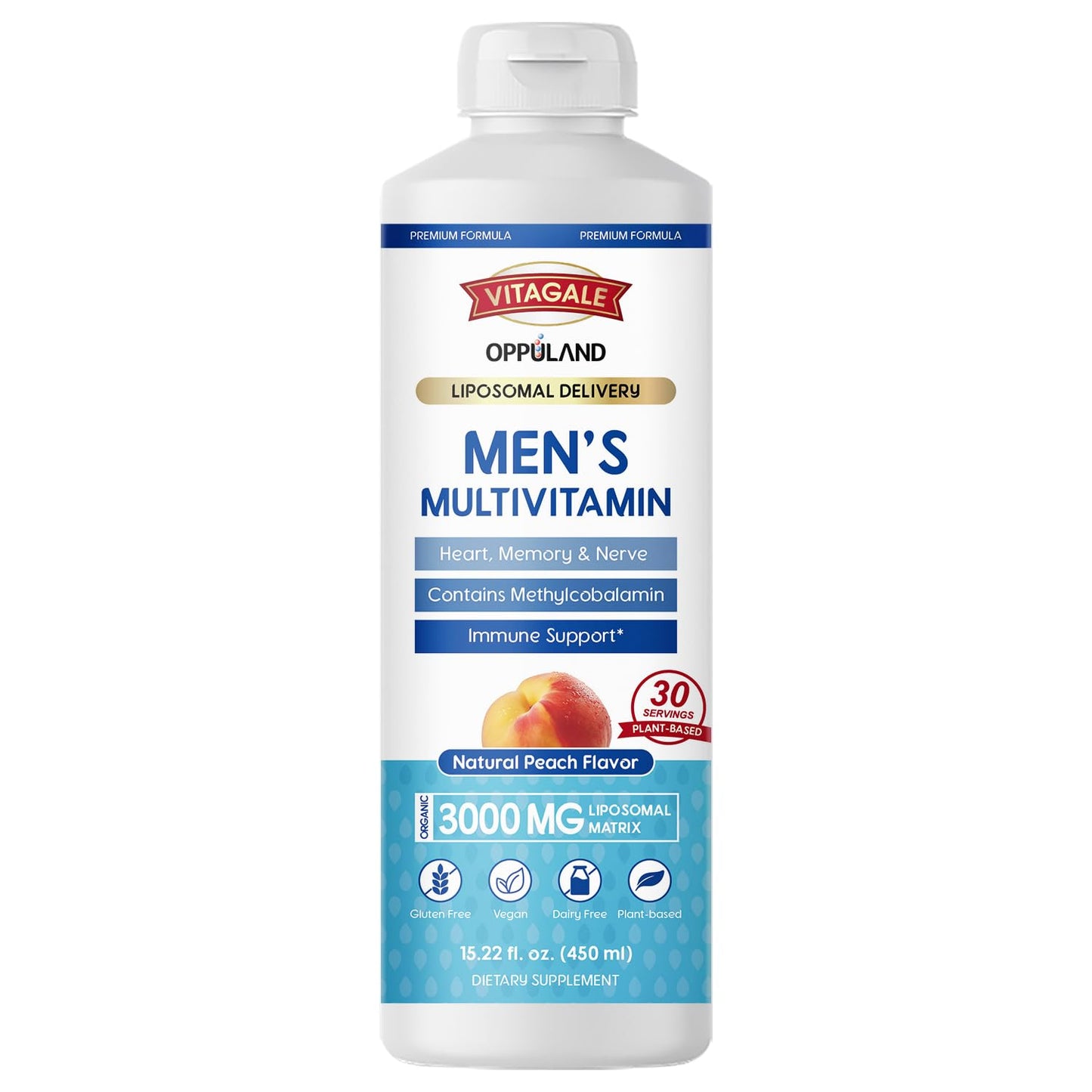Multivitamínico para hombres Oppuland sabor durazno 450ml.