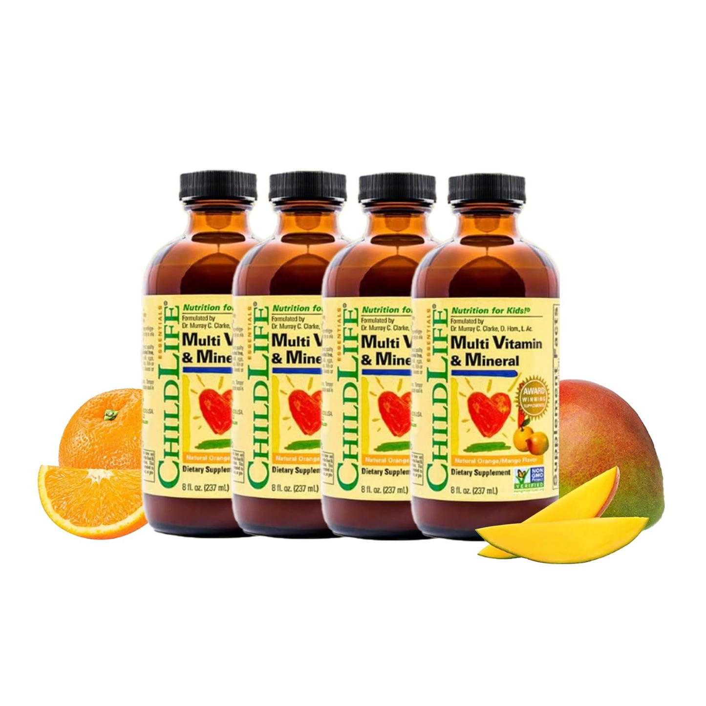 Multivitamínico líquido para niños ChildLife Essentials sabor naranja mango