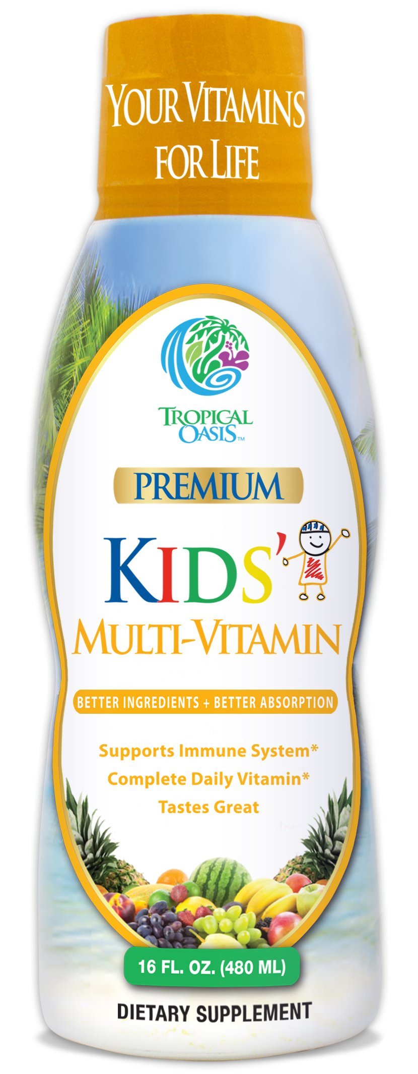 Botella de multivitamínico líquido para niños Tropical Oasis