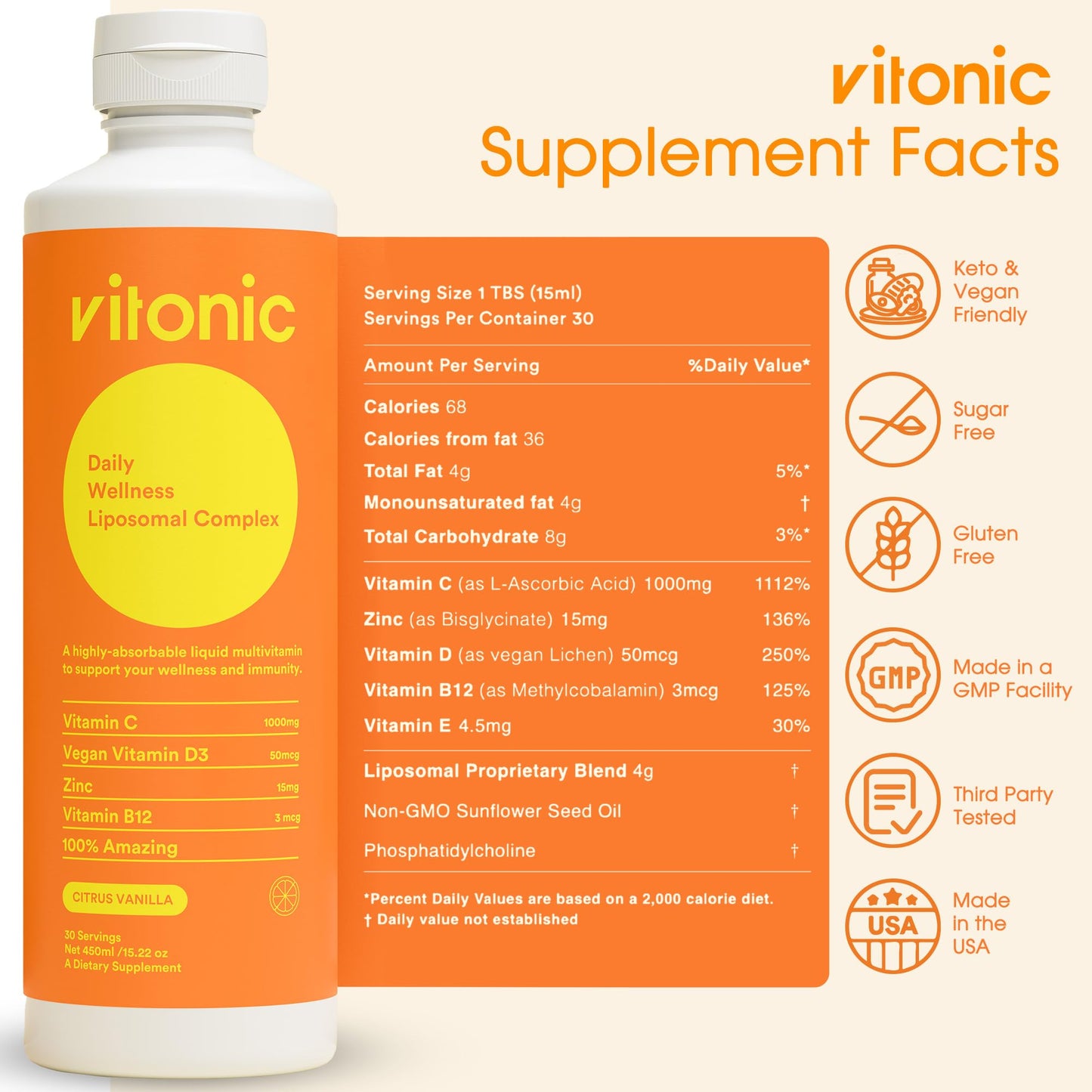 Multivitaminico líquido vitamina c 1000mg VITONIC 30 porciones