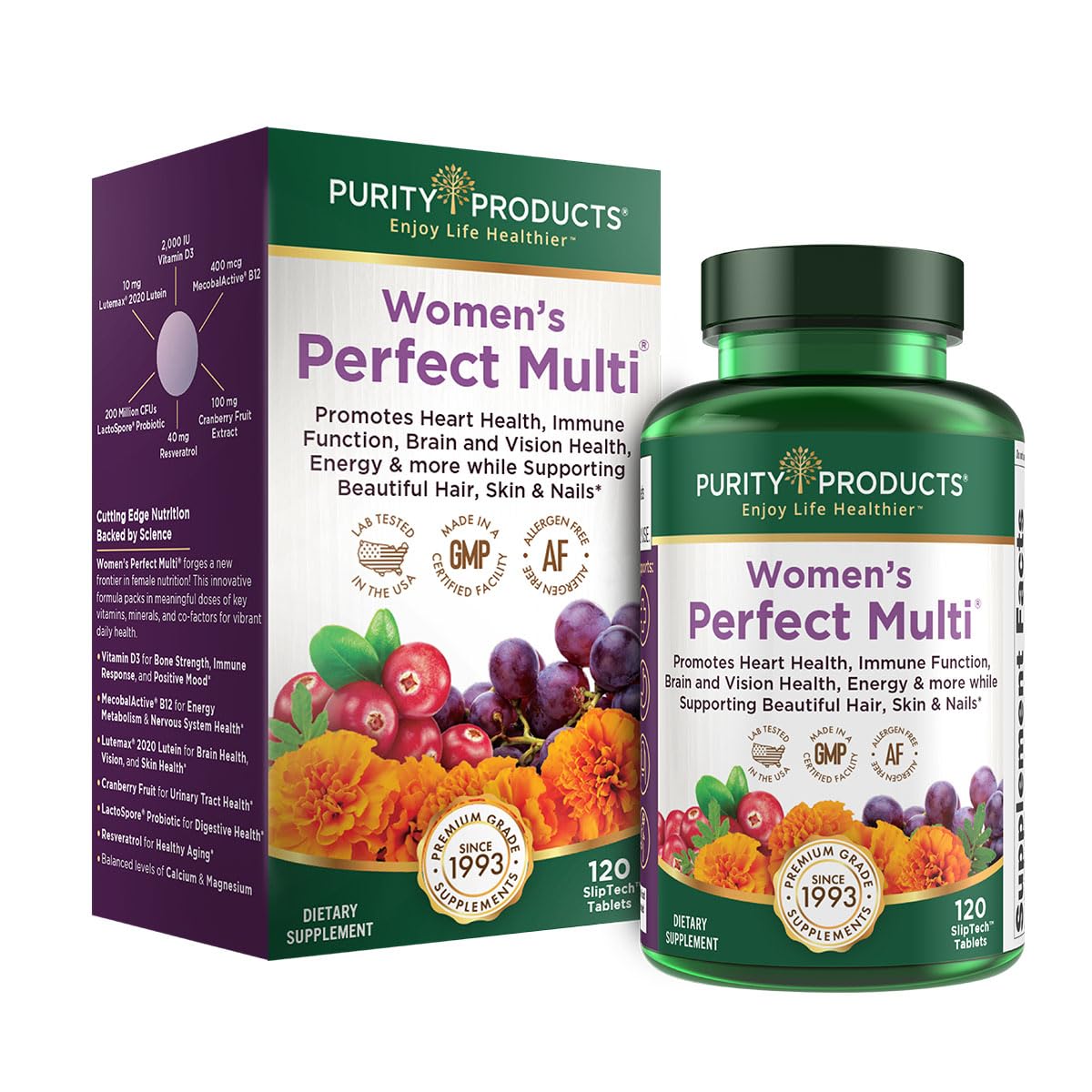 botella multivitamínico para mujeres con ingredientes naturales