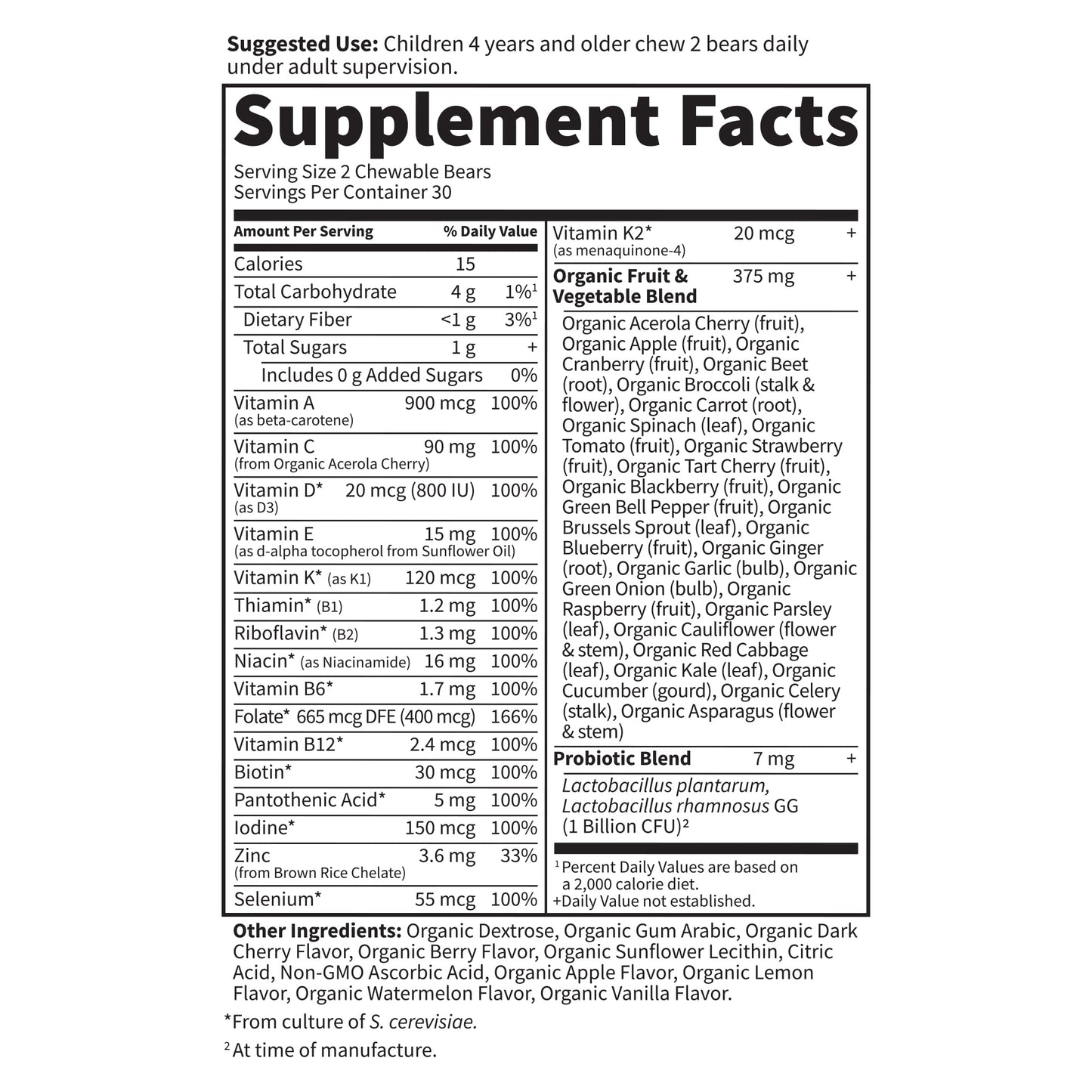 Multivitamínico natural sin aditivos para niños Garden of Life