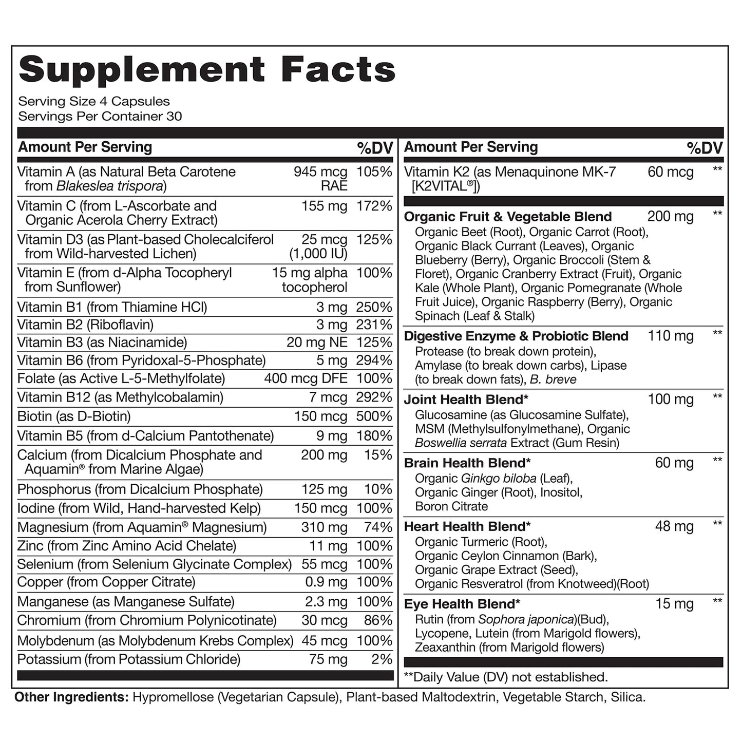 multivitamínico Naturelo con ingredientes veganos