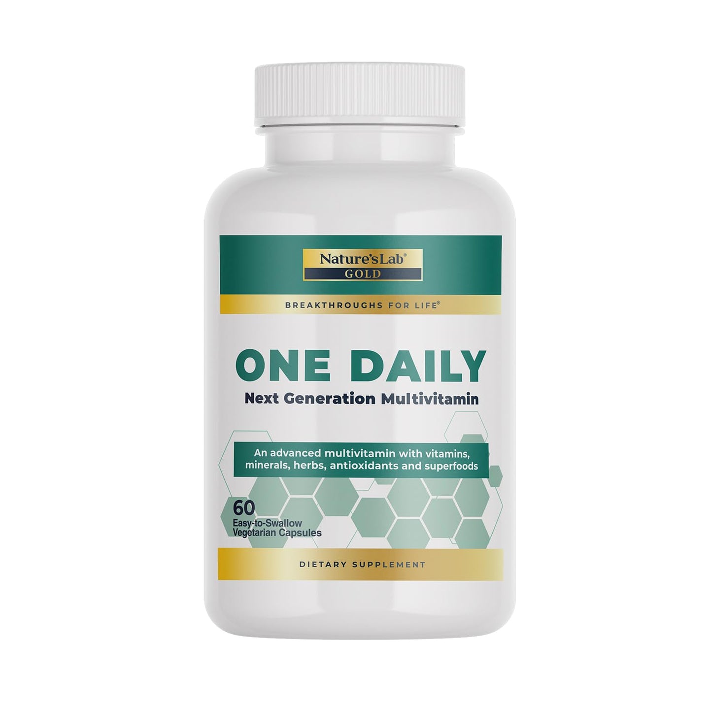 Nature's Lab Gold One Daily en botella blanca