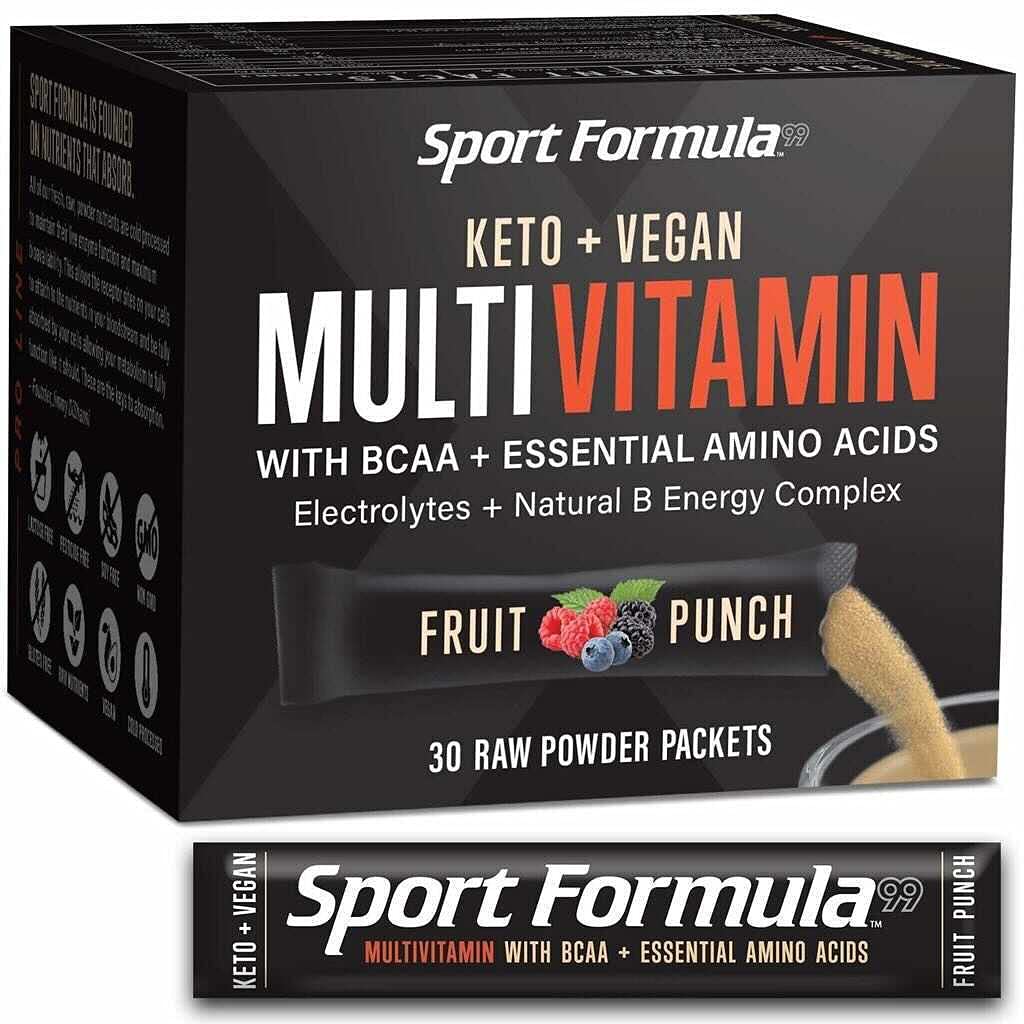 Caja de multivitamínico sabor ponche de frutas con BCAA